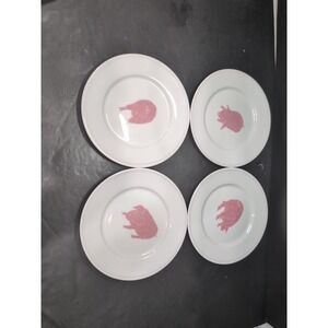 Jill Butler Pink Pig Tidbit Dishes, 4 Les Cochons Plates, Appetizer Lunch Plates